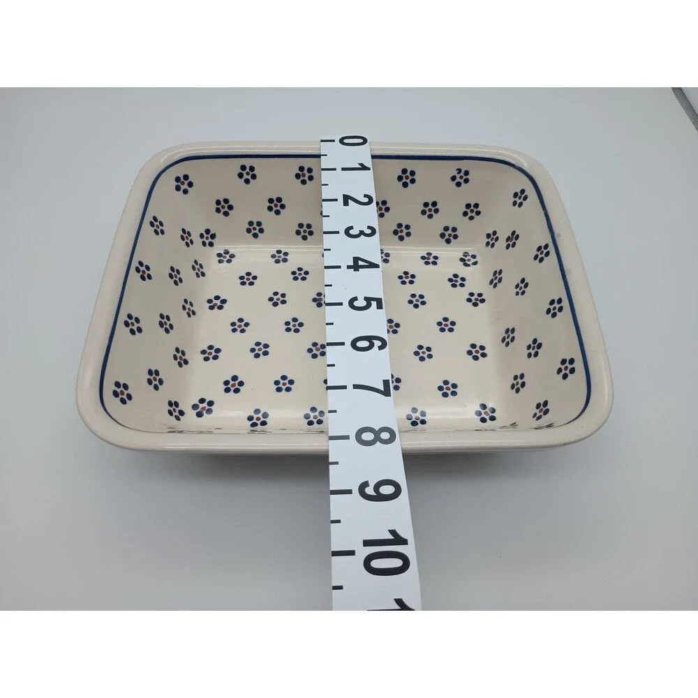 Polish Pottery Blue Flowers Casserole Baking Dish 8x10 Ceramika Z.Boleslawca
